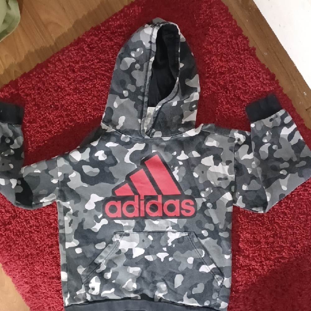 Adidas Kids Camouflage Hoodie - Black and Red